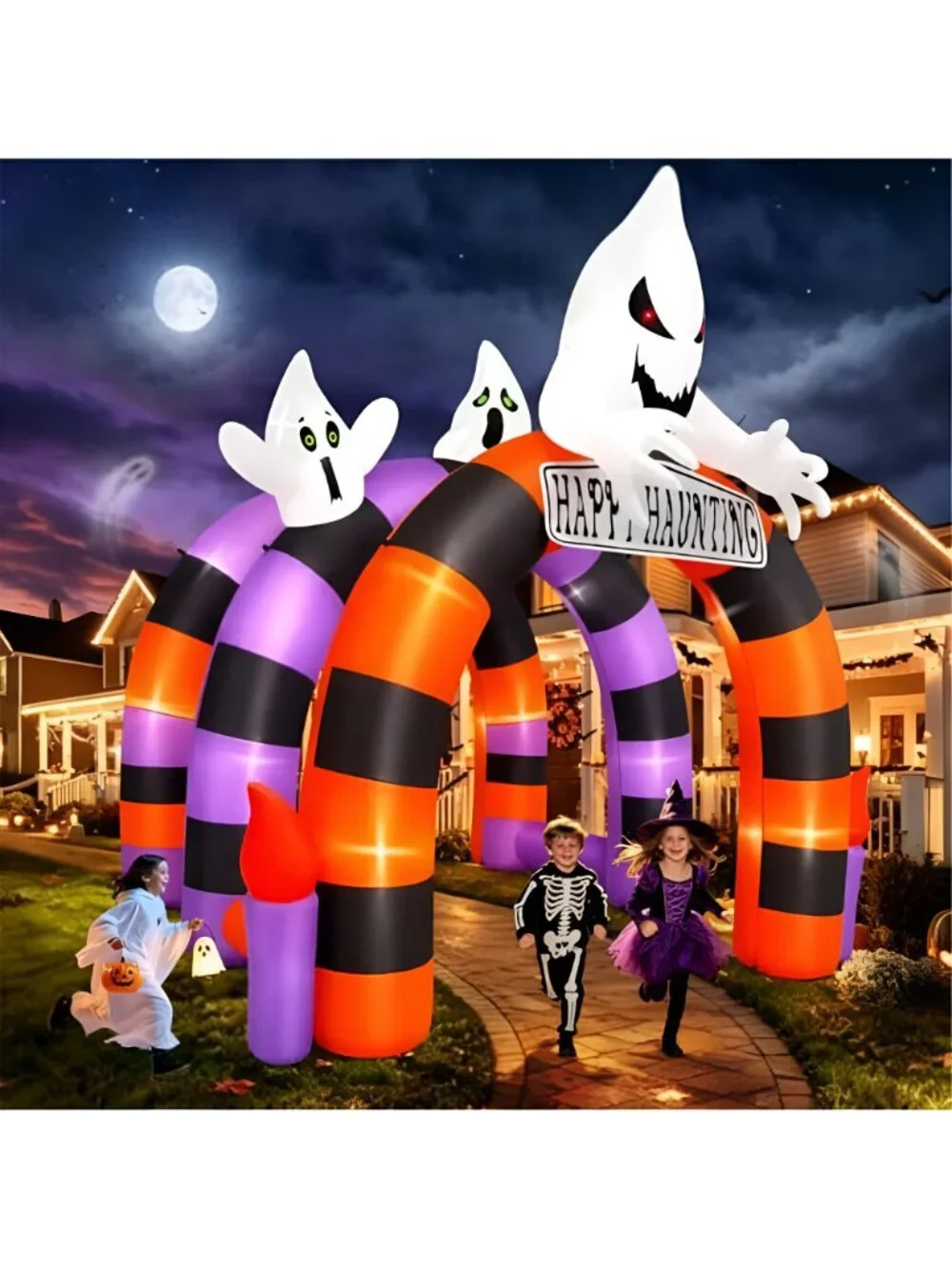 10FT Halloween Inflatable Arch Ghost Inflatable Tunnel with Candle